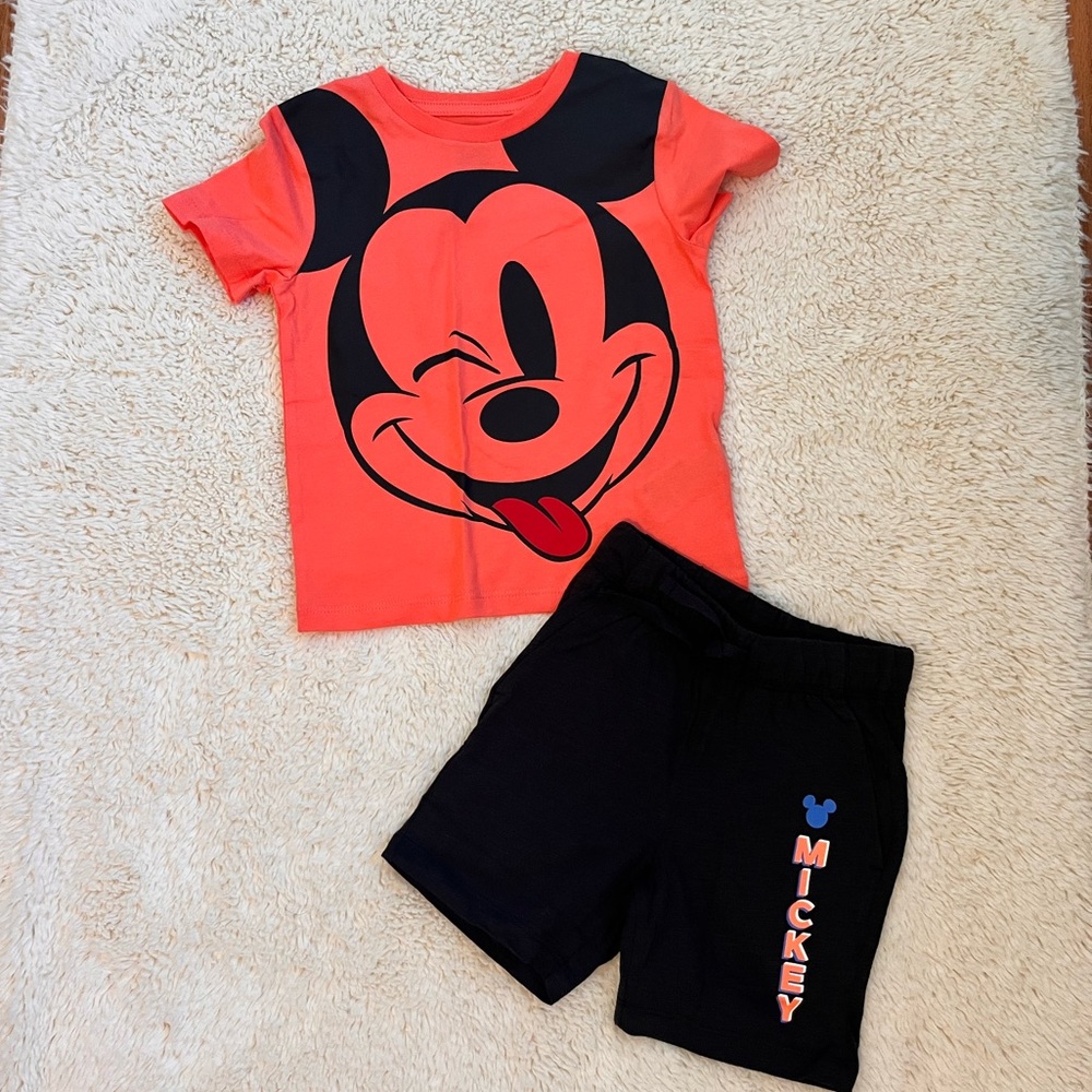 Mickey Mouse Kids Set - Orange and Black Sz 3t